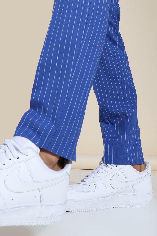  Skinny Pinstripe Tailored Blue Trouser Size: 32