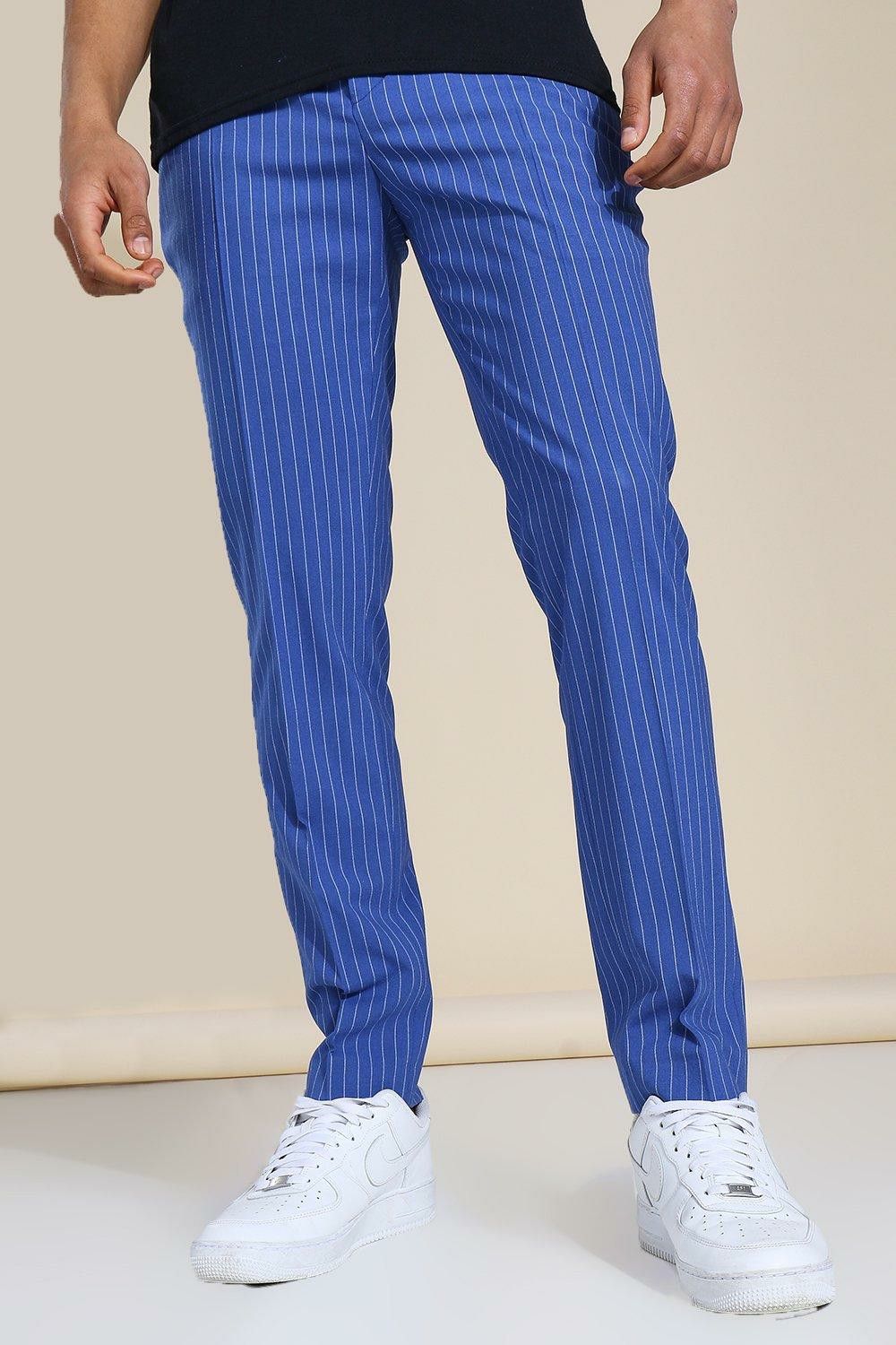  Skinny Pinstripe Tailored Blue Trouser Size: 32R