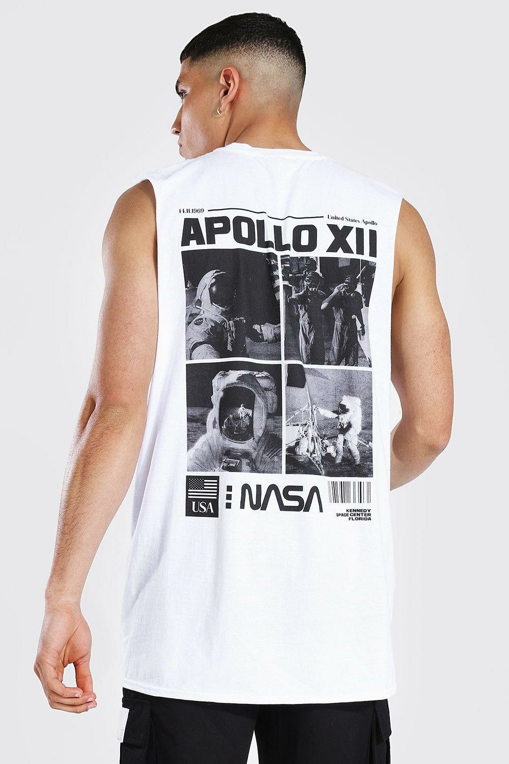 Oversized Nasa Back Print License White Tank Size: M