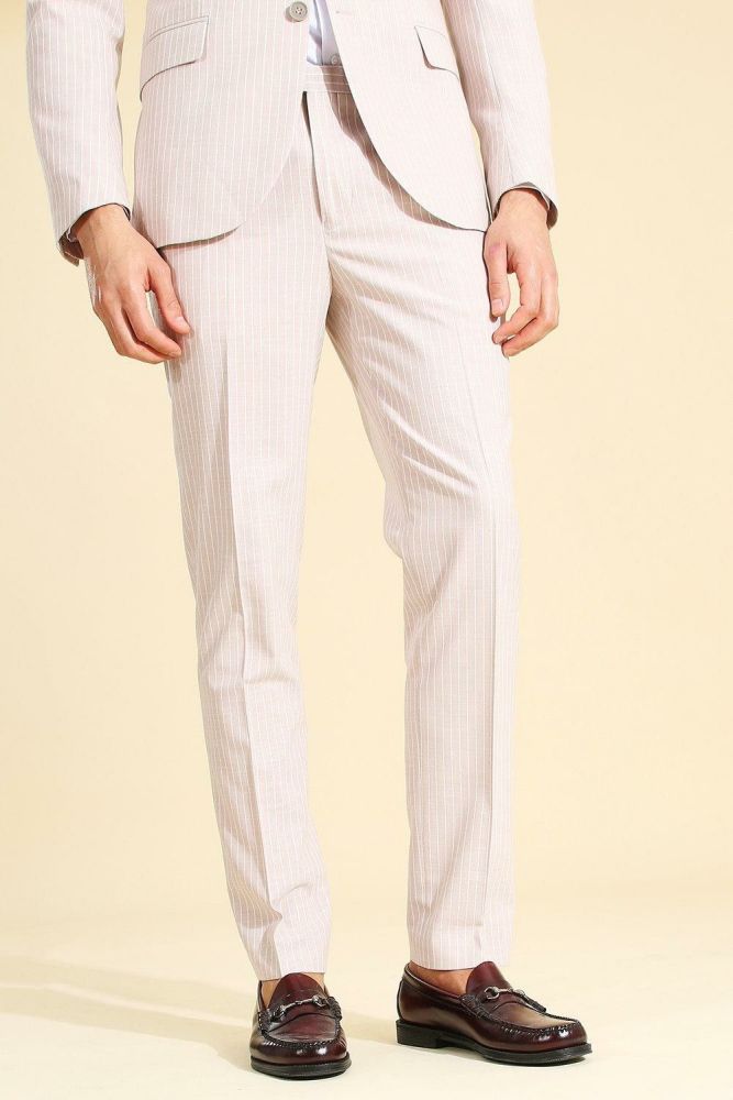Pink Skinny Pinstripe Suit Trouser Size: Size: 36