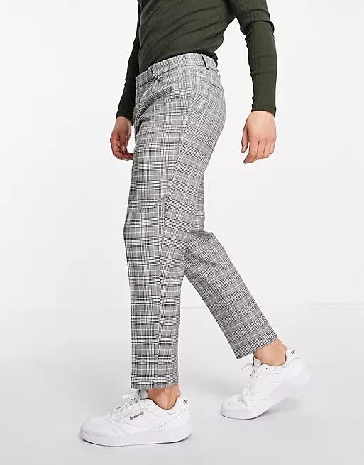 Brown Printed Plaid Smart Pants Size: W36 L32
