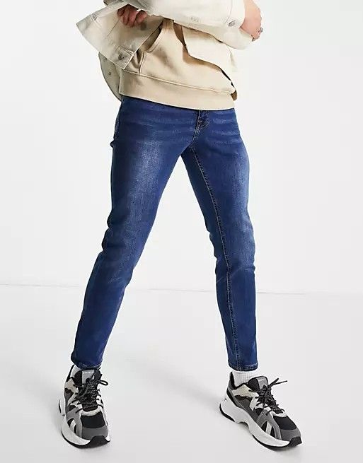 Skinny Mid Blue Jeans Size: W36 L32