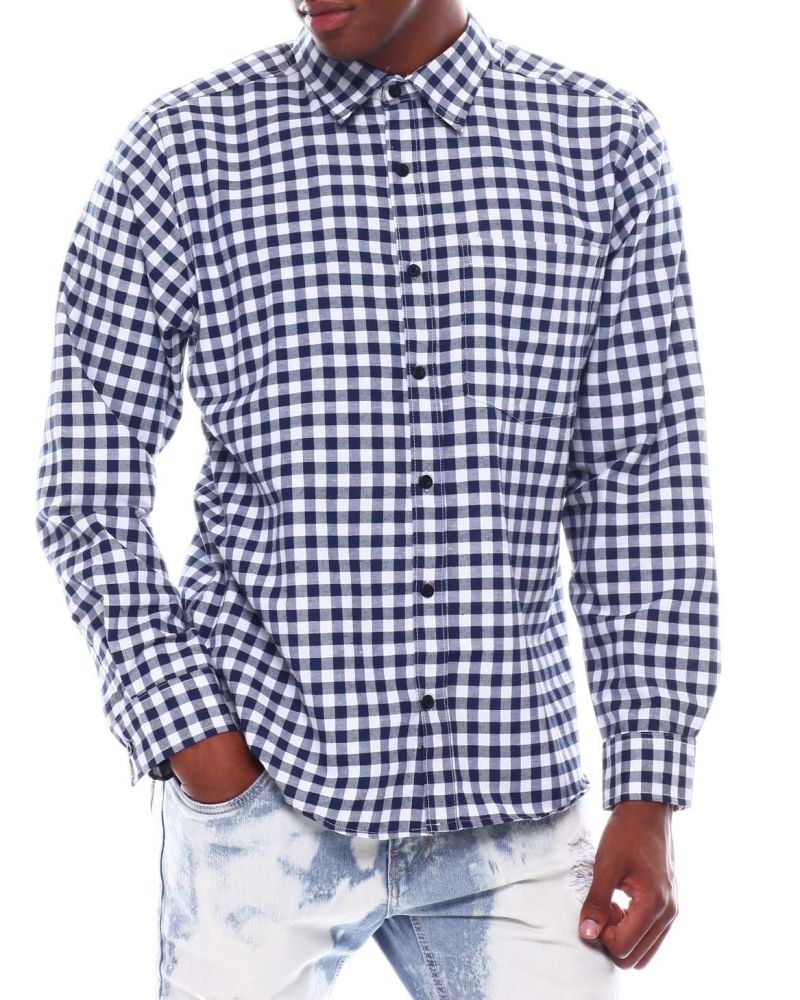 Long Sleeve Mini Check Plaid Shirt Size: S