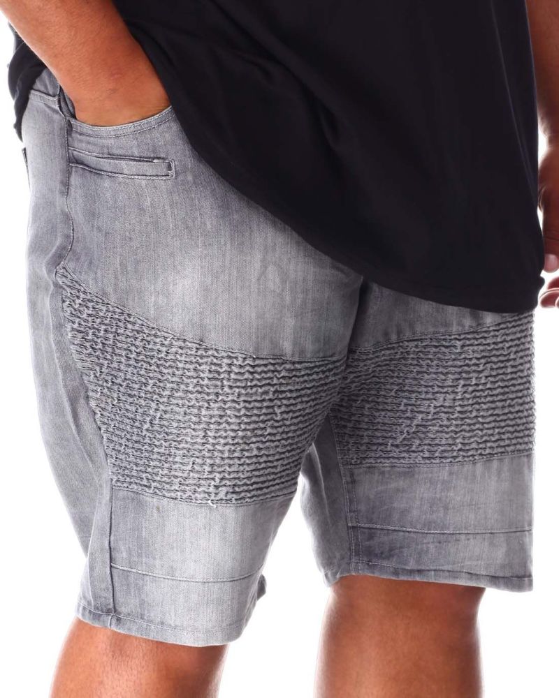 (B&T) Ribbed Moto Detail Denim Short Size: 42