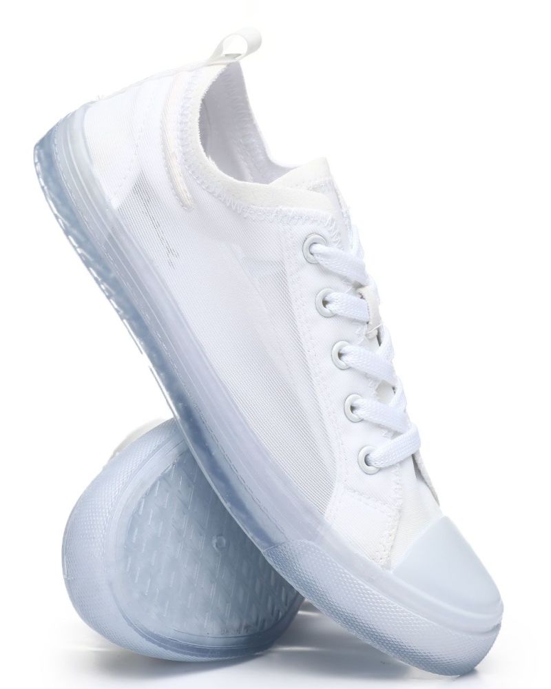 White Mesh Low Cut Sneakers Size: 9