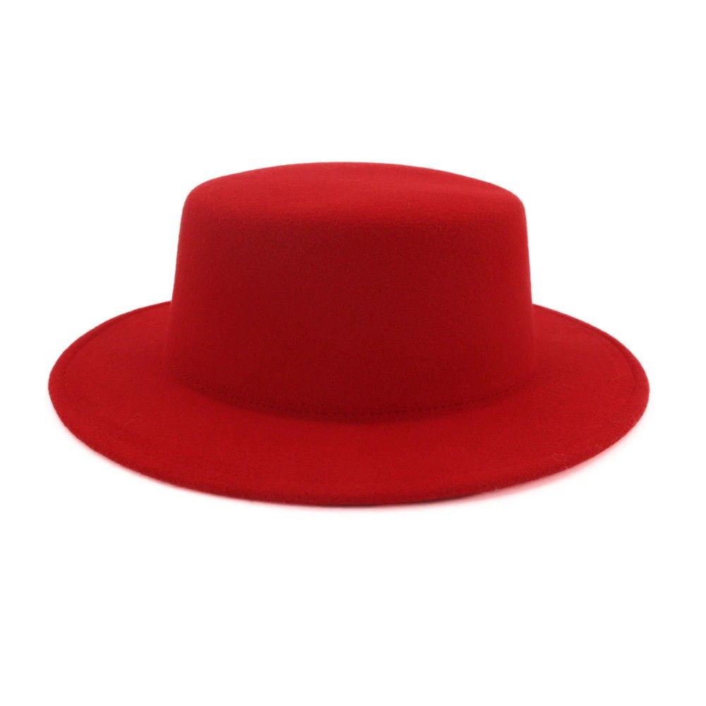 Red/Black Unisex Round Top Fedora Hat Size: OS