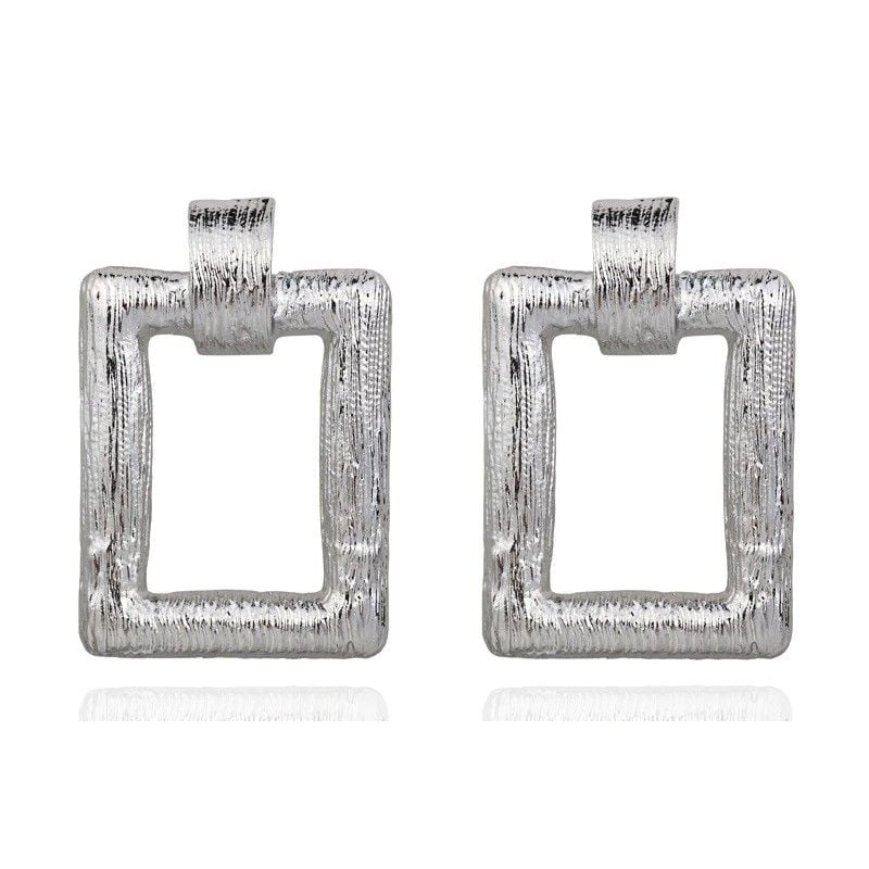 Punk Fashion Silver Square Earrings 