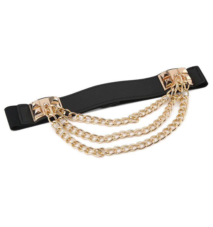 Fashion Black/Gold Chain Waistband Belt Size: OS