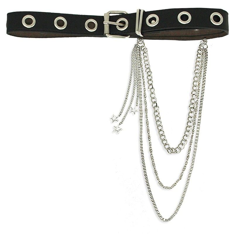 Black Street Wear Three Layer Chain Belt Size: OS