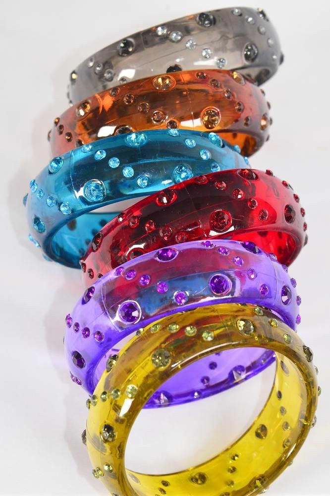 Bracelet Bangle Acrylic iridescent Stone Mix