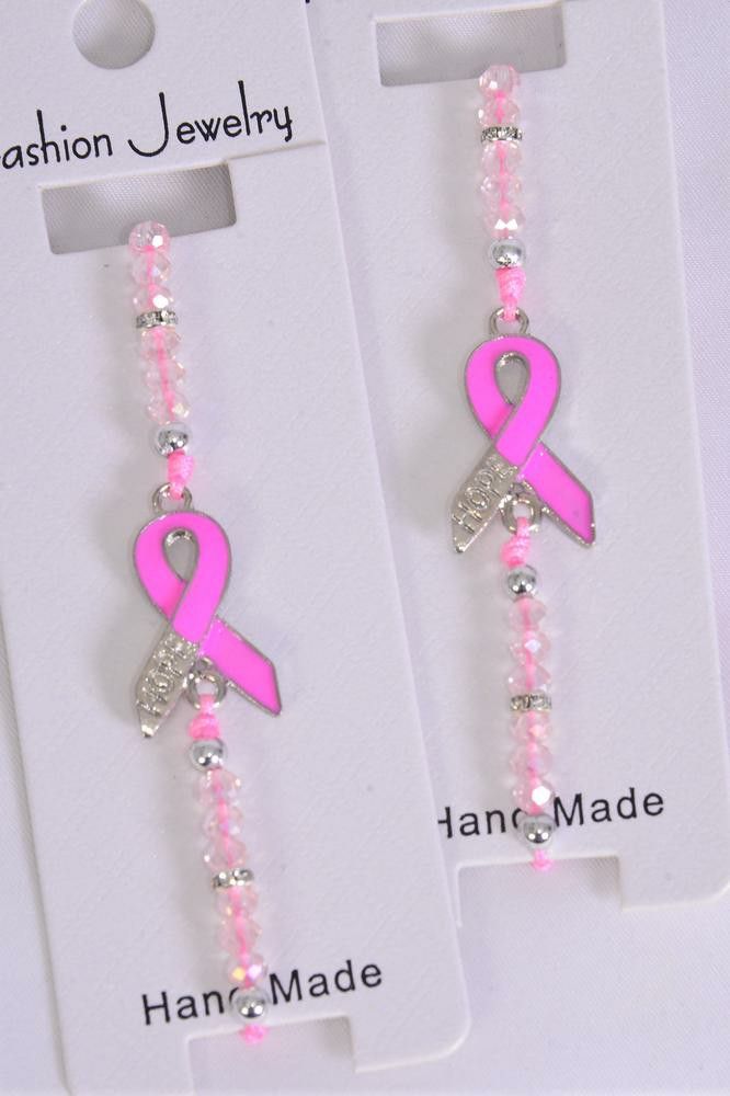 Breast Cancer Awareness Fashion Pink Ribbon Pull-String Adjustable Bracelet