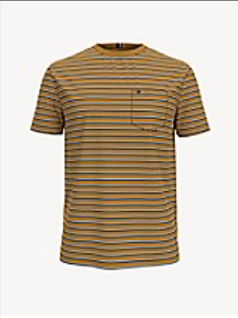 Tommy Hilfiger Mustard Stripe Print T-Shirt Size: XS