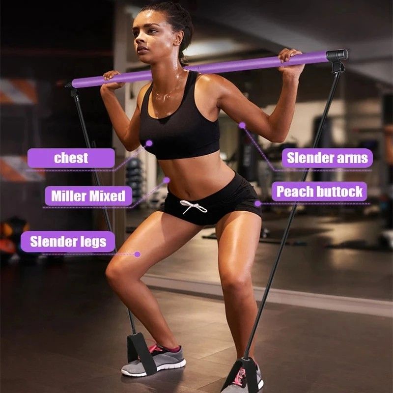 New Fitness Yoga/Pilates Bar Stick Cross Fit Resistance Bands