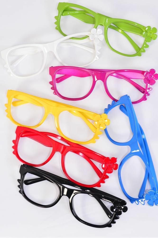 No Lens Multi Kitty Cat Sunglasses Color Frame Bow-tie 