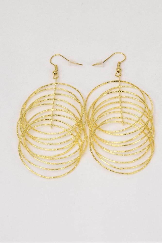 Gold Dangle Circles Earrings