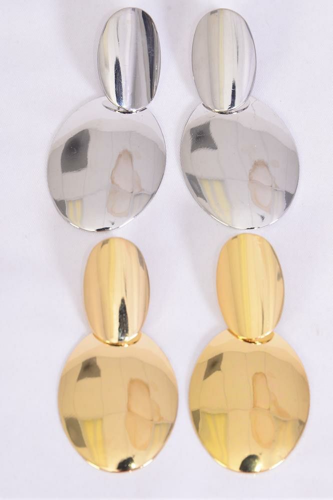 Metal Oval Dangle Gold/Silver Earrings