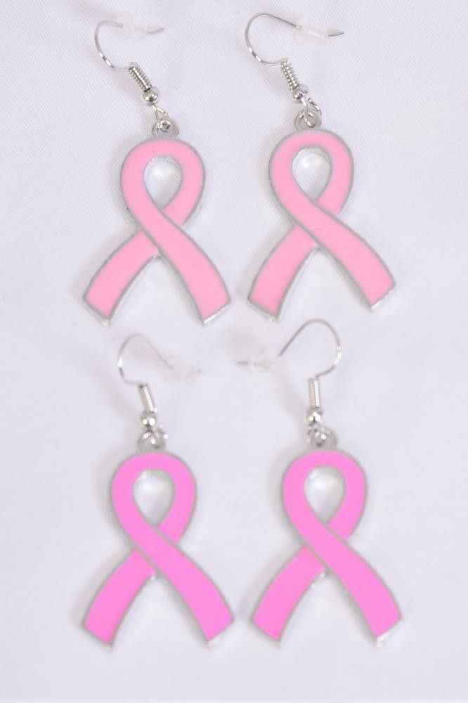  Pink Ribbon Breast Cancer Awareness Earrings 