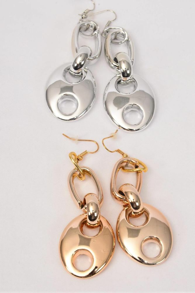 Chain Style Gold & Silver Mix Fish Hook Earrings