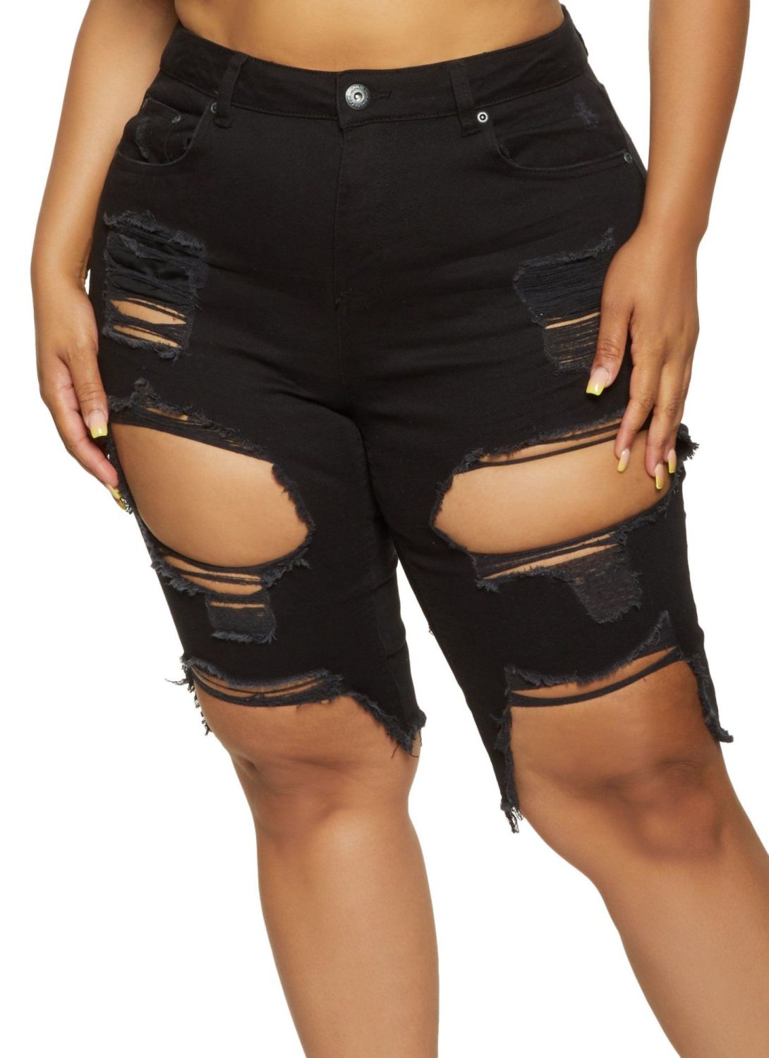  Black Ripped Bermuda Denim Shorts Size: 2XL/20