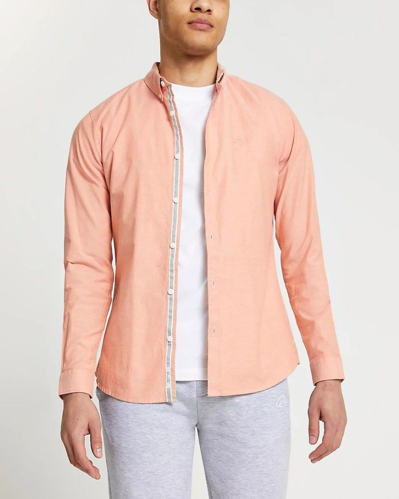 Button Down Orange Long Sleeve Shirt Size: XS