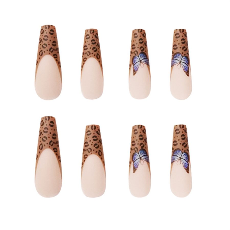 Leopard/Butterfly Print Fashion Nails Set 24 Pieces