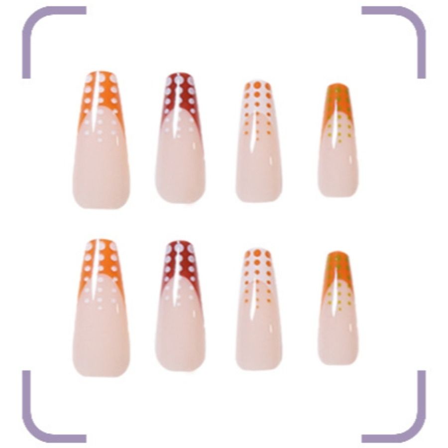 Polka Dot Printed Fashion Nails Set 24 Pieces