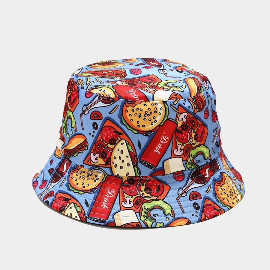 Hamburger Printed  Double-Sided Outdoor Bucket Hat Size: OS