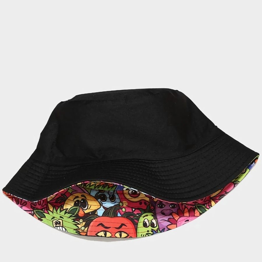 Cartoon Printed Double-Sided Outdoor Bucket Hat Size: OS