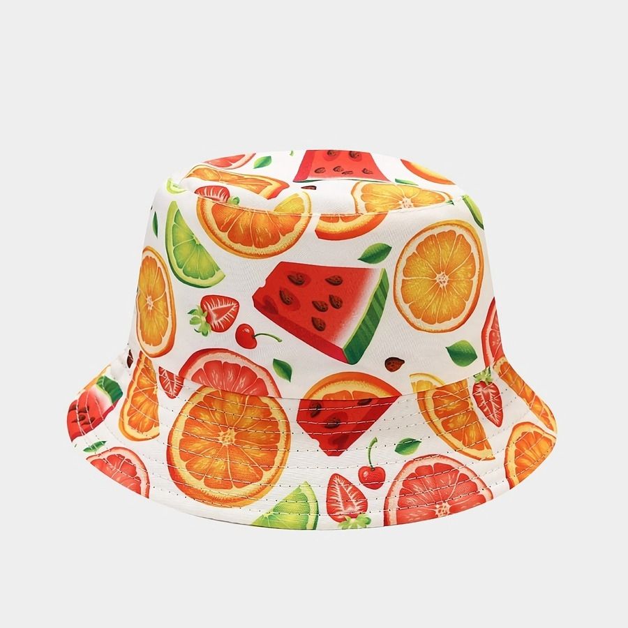 Fruit Multicolor Printed Double-Sided Bucket Hat Size: OS
