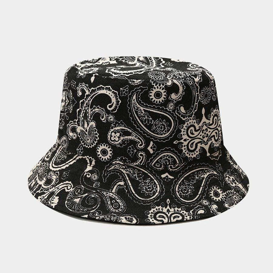 Cashew Flower Printed Double-Sided Outdoor Bucket Hat Size: OS