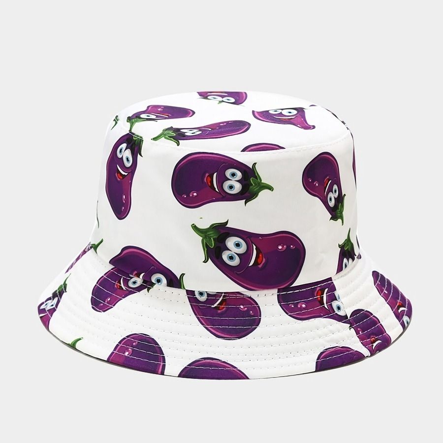Eggplant Printed Outdoor Bucket Hat Size: OS
