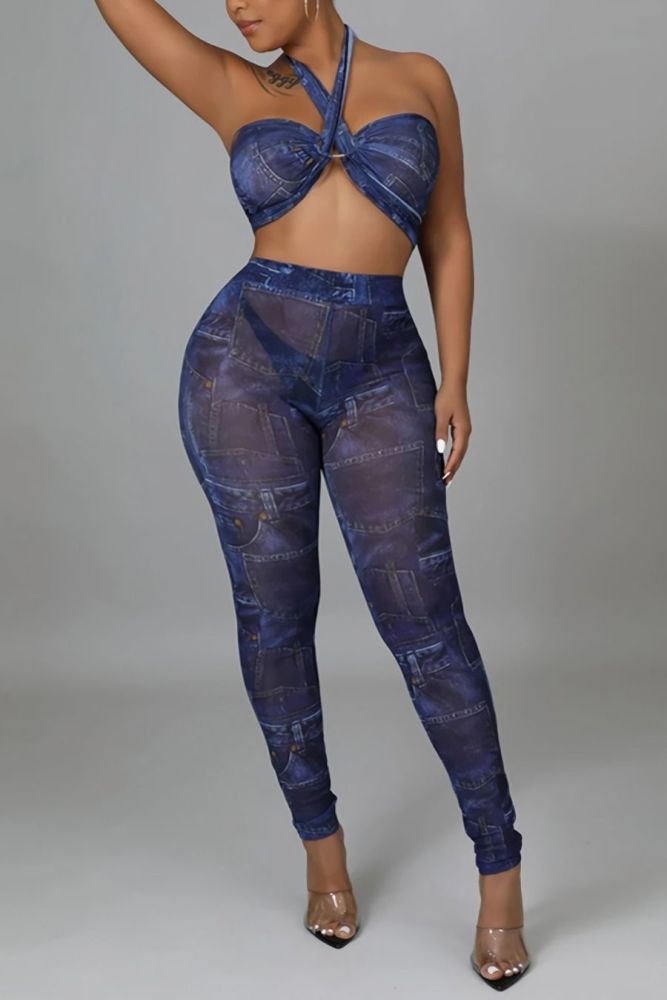 Tube Top See-Through Mesh Super Stretch Skinny Fit Two-Piece Set Size: L
