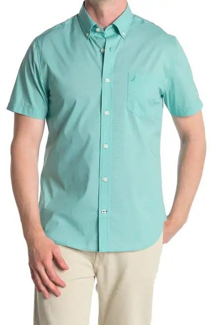 Nautica Solid Slim Fit Woven Shirt Size: L