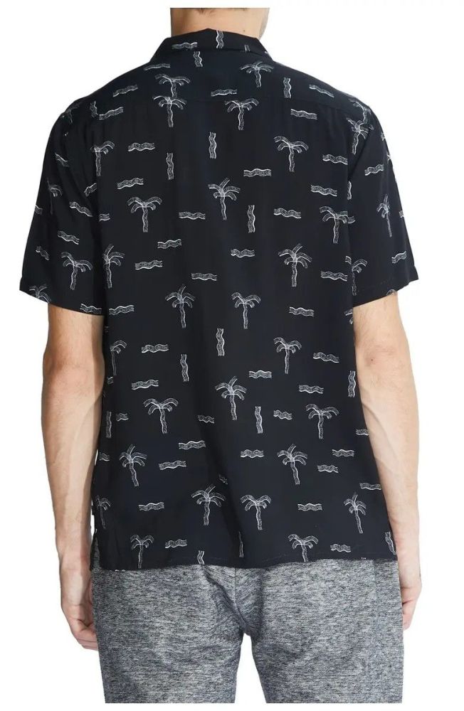 Kona Printed Black Regular Fit Short Sleeve Shirt Size: S
