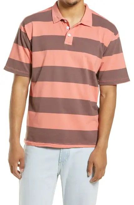 Short Sleeve Stripe Rugby Polo Size: L