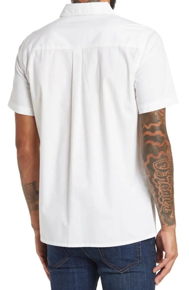 White Short Sleeve Oxford Trim Fit Shirt Size: S