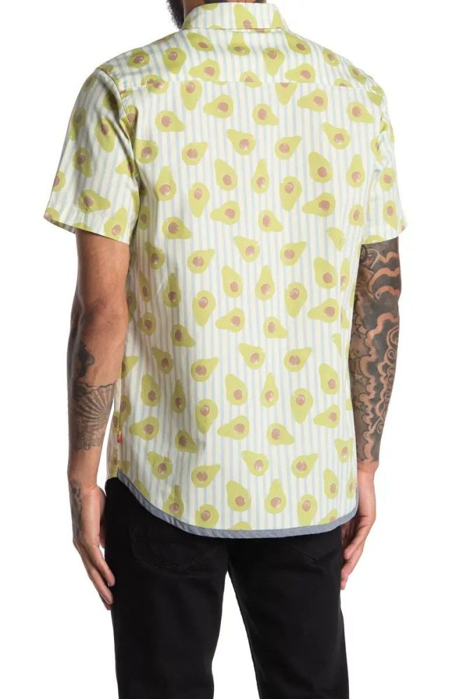 Printed Stretch Short Sleeve Shirt Size: L