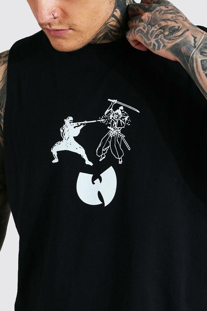 Black Oversized Wu-tang Front & Back Printed Tank Top Size: S