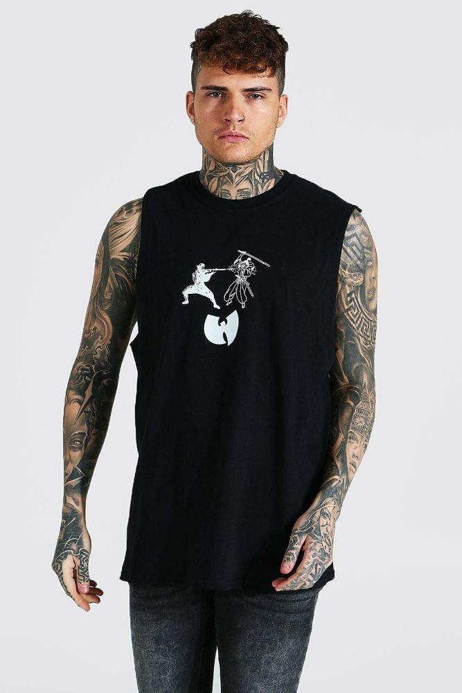 Black Oversized Wu-tang Front & Back Printed Tank Top Size: S