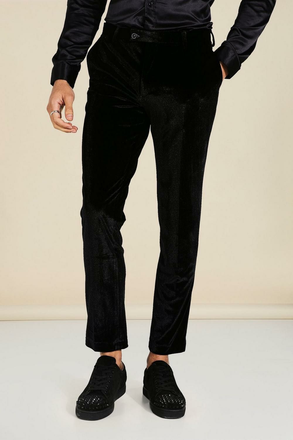 Velvet Super Skinny Black Trousers Size: 34