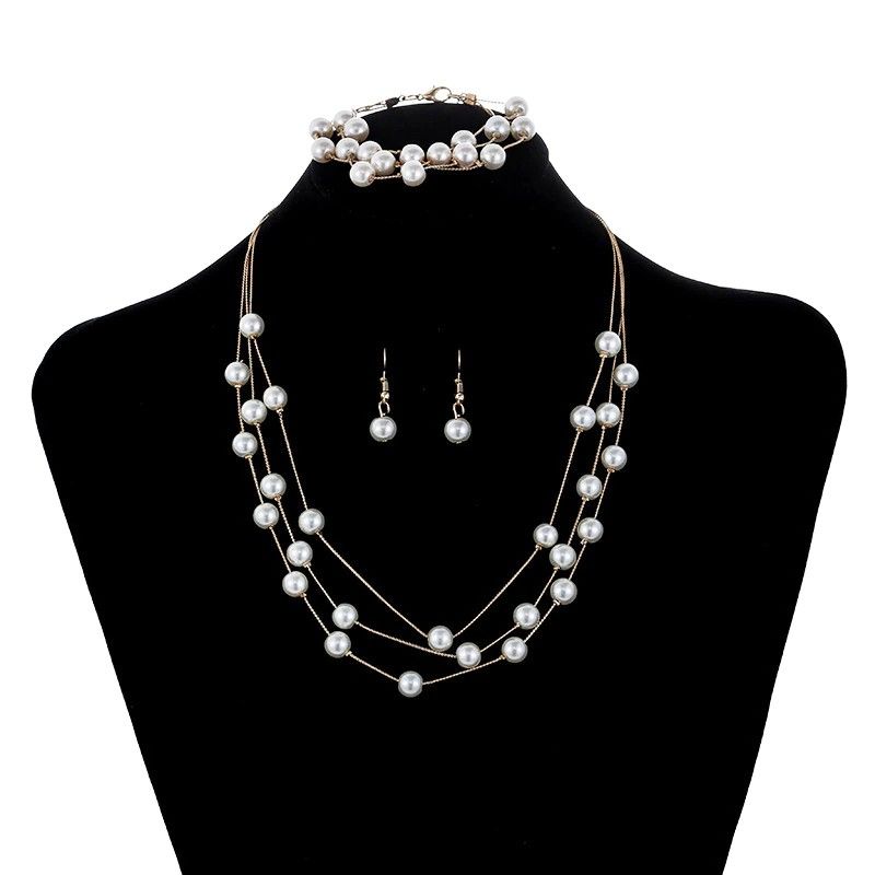 3 Layers  Pearl Jewelry Set