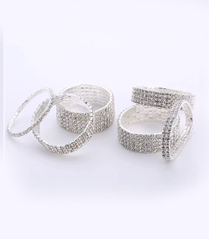 1-5 Silver Plated Elegant Crystal Rhinestone Stretch Bracelet  