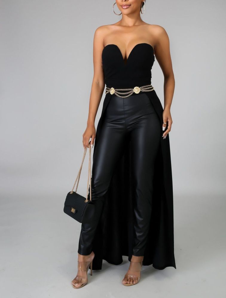Black Long Tail Strapless Top Size: S