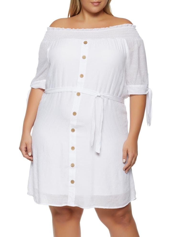 White Off The Shoulder Dress #G067 Size: 3XL