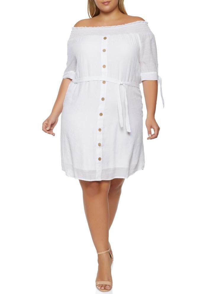 White Off The Shoulder Dress #G067 Size: 3XL