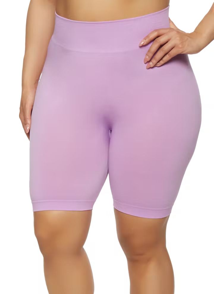 Purple High Waisted Biker Shorts Size: 1XL