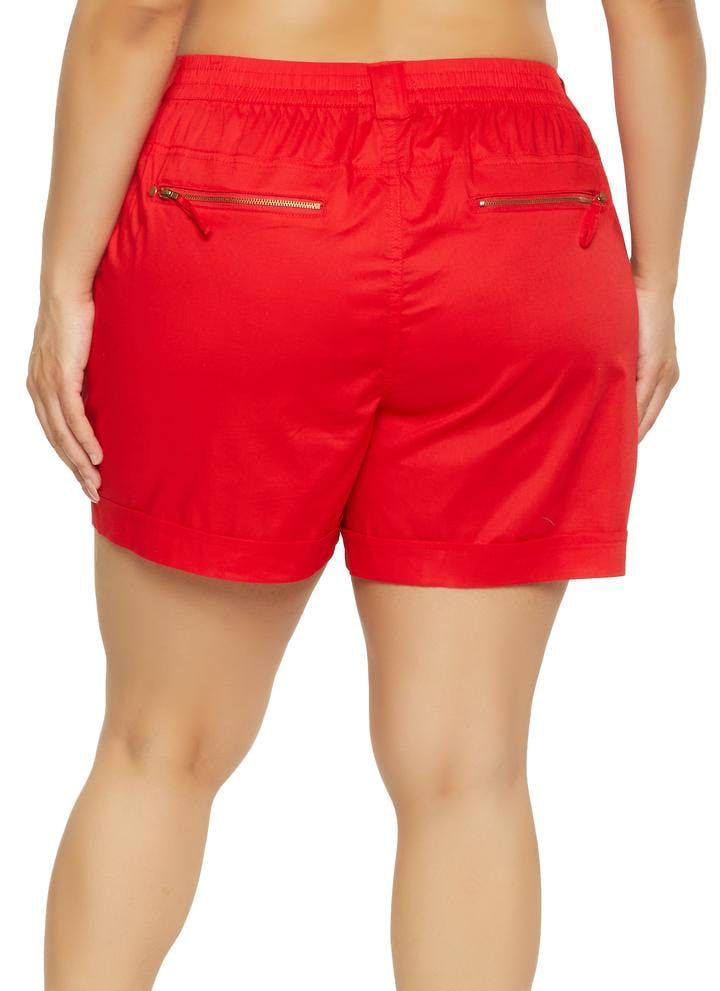 Red Zip Pocket Front Shorts Size: 2XL