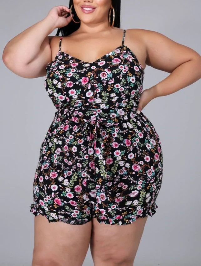 Sugar And Spice Floral Print Romper Size: 3XL