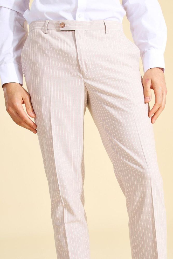 Pink Skinny Pinstripe Suit Trouser Size: 30