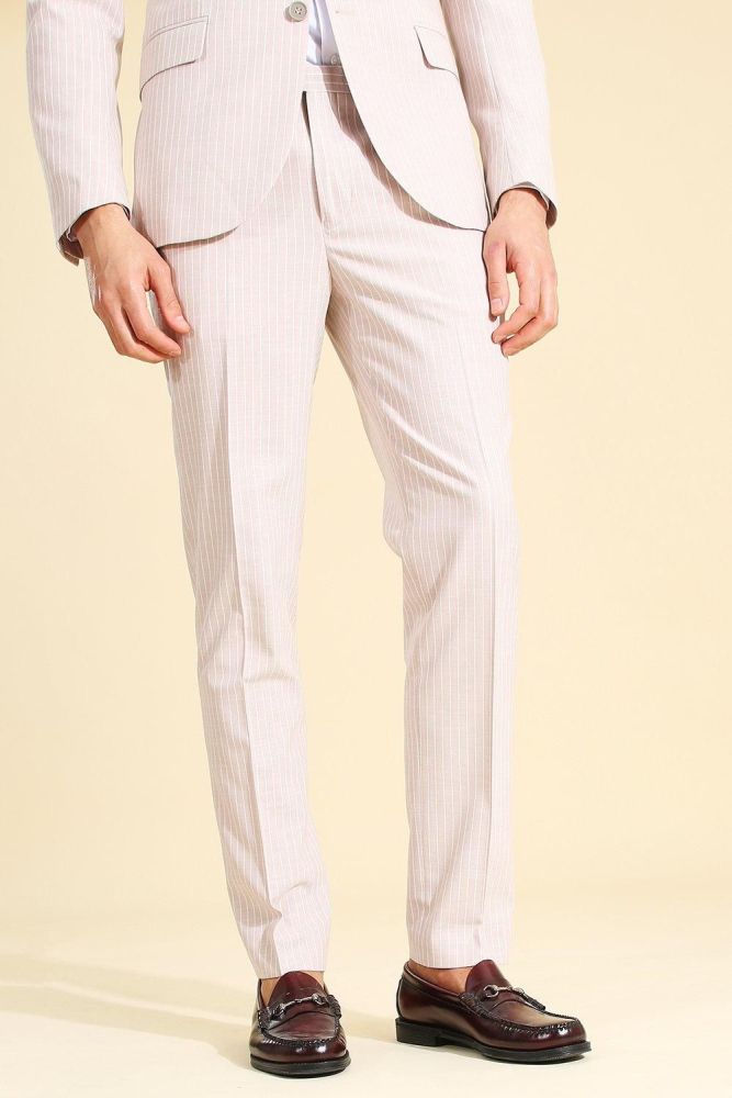 Pink Skinny Pinstripe Suit Trouser Size: 30